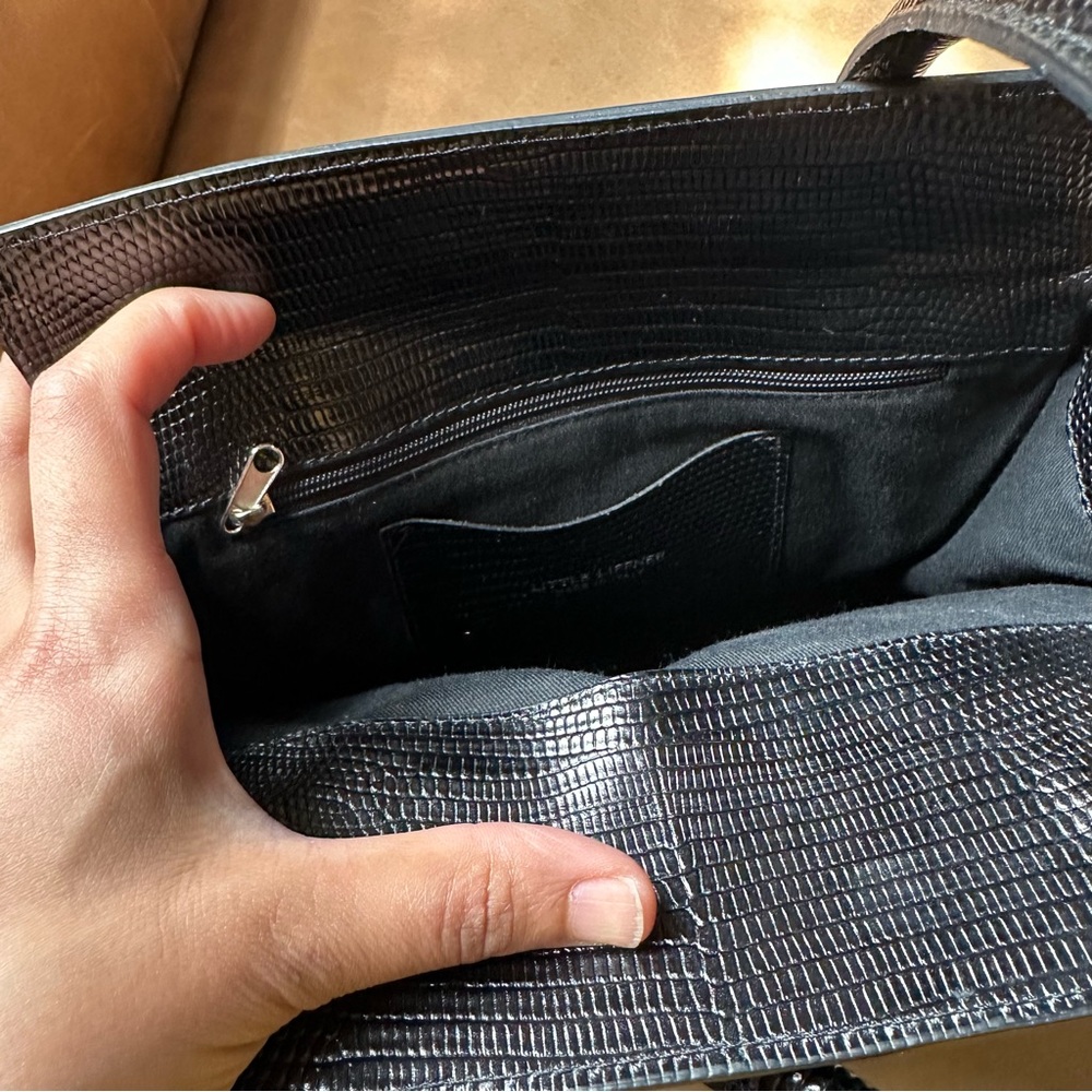 Little Liffner MADAME MADEMOISELLE black Lizard LEATHER SMALL MINI BAG PURSE - Picture 11 of 14